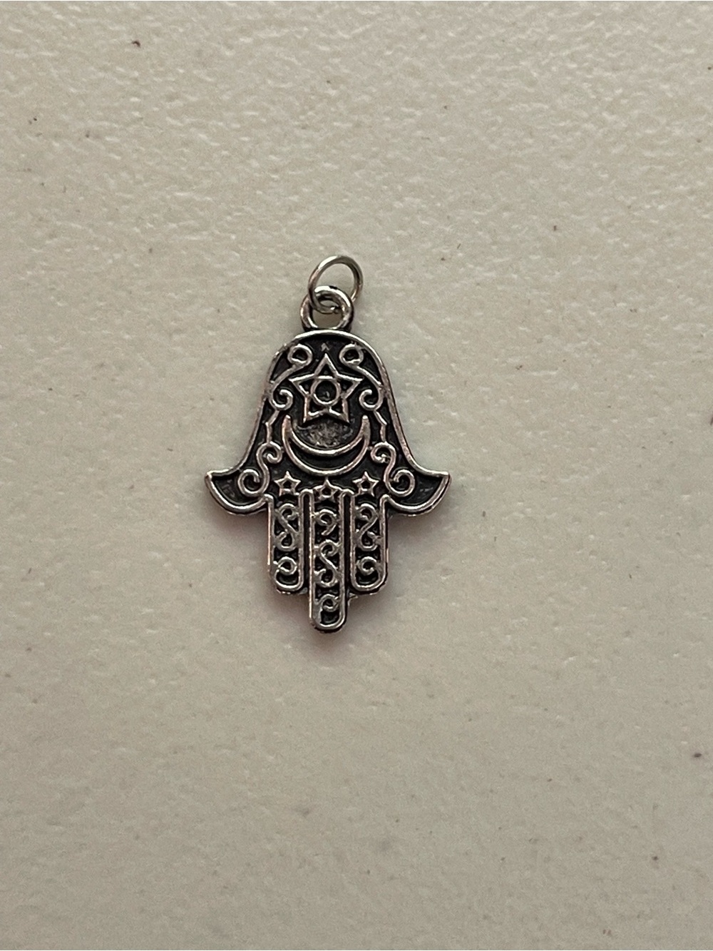 Sterling Silver Hamsa Hand Charm Necklace Pendant - Women Jewelry